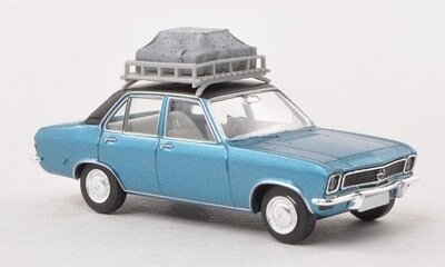 Brekina 1:87 Opel Ascona A met bagagerek metallic blauw met