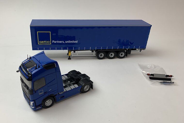 Eligor 1:43 Volvo FH4 Tautliner Gefco Partner - Truck met oplegger blauw