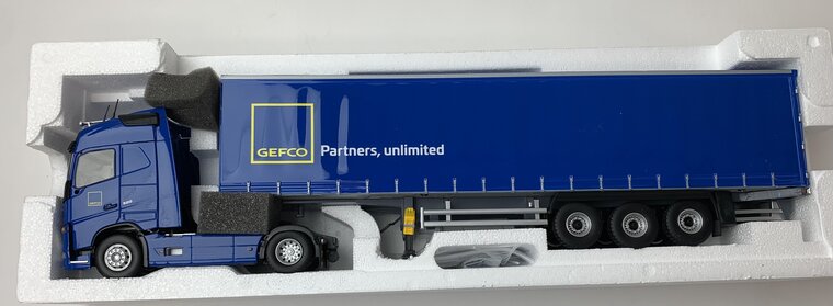 Eligor 1:43 Volvo FH4 Tautliner Gefco Partner - Truck met oplegger blauw