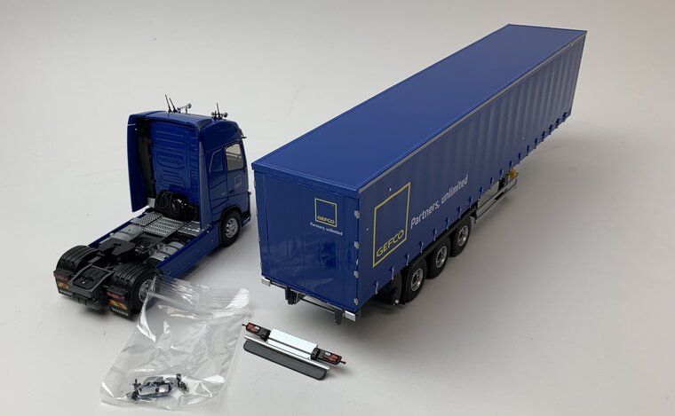 Eligor 1:43 Volvo FH4 Tautliner Gefco Partner - Truck met oplegger blauw