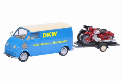 Schuco 1:43 DKW Schnellaster DKW met Motoraanhanger en DKW R