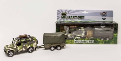 Kids Globe Landrover Defender Military met aanhanger