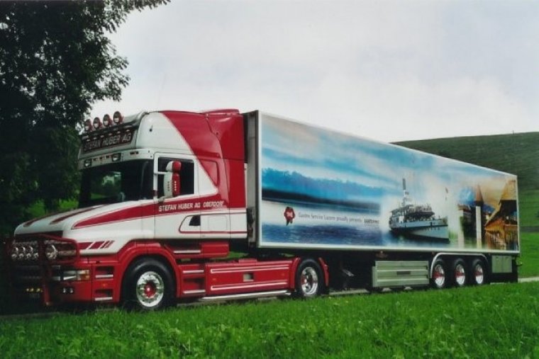 Tekno 1:50 Scania Torpedo met zamac Koeloplegger Stefan Huber Transporte A.G. Zwitserland