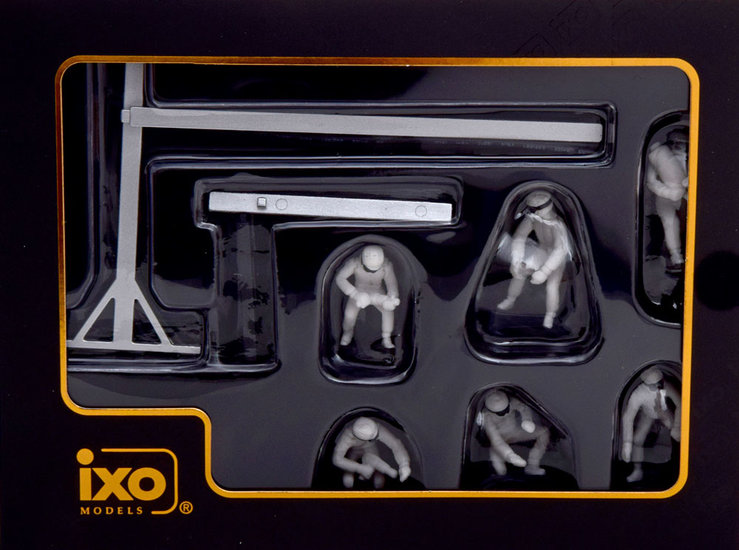 IXO 1:43 Pitstop Mechanic Set 6 figuren met Accessoires wit