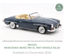 Norev 1:18 Mercedes-Benz 190 SL 1957 Middle Blue  . Verwacht 06-2025