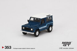 Mini GT 1:64 Land Rover Defender 90 County Wagon Stratos Blue LHD