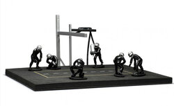 IXO 1:43 Pitstop Mechanic Set 6 figuren met Accessoires met decals zwart 