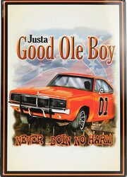 Atlas Metalenplaats Dodge Charger No 1 Good Ole Bo. afmeting 30 x 42 cm