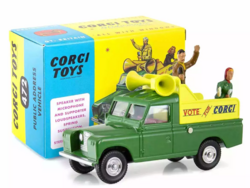 Corgi 1:46 Land Rover Public Address Vehicle groen geel met 2 figuren - Corgi Toys no 472