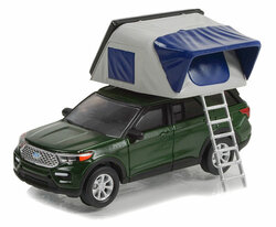 Greenlight 1:64 Ford Explorer Limited with Modern Rooftop Tent 2022 groen, The Great Outdoors series 2