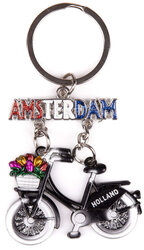 Matix sleutelhanger Amsterdam Fiets staal zwart/zilver
