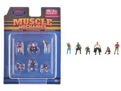 American Diorama 1:64 Muscle Mechanics 6 piece Diecast Figure Set (6 Figures) Limited Edition