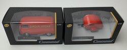 Cararama 1:43 Set Circus Krone - Volkswagen T1 Transporter met caravan rood