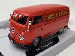 Cararama 1:43 Volkswagen T1 Transporter  - Circus Krone - rood