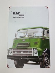 Vintage Metalenplaats DAF Serie 2200 - 2400 Vrachtwagen groen afmeting 20x30 cm