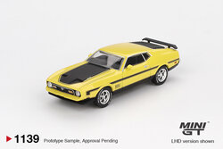 Mini GT 1:64 ford mustang mach 1 grabber yellow 1971 verwacht maart-4-2025