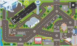 Kids Globe Verkeerd Kleed met Vliegveld en met werken verkeerslichten, afmeting 72x 120 cm Kids Globe Verkeerd Kleed met Vliegveld en met werken verkeerslichten, afmeting 72x 120 cm