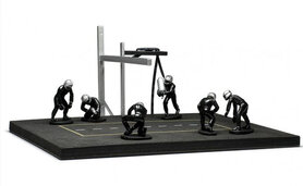 IXO 1:43 Pitstop Mechanic Set 6 figuren met Accessoires met decals zwart 