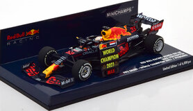 Minichamps 1:43 Red Bull RB16B No 33 Max Verstappen GP Abu Dhabi World Champion 2021 met Pitboard