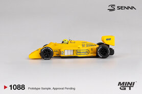 Mini GT 1:64 Lotus 99T, No 12 Ayrton Senna 1987 Monaco Grand Prix Winner. Verwacht 02-2026