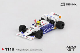 Mini GT 1:64 Toleman TG184, No 19 Ayrton Senna 1984 Monaco Grand Prix 2nd Place LHD. Verwacht 02-2026