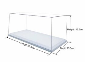 Triple9 1:18 Big Stackable Show case - Vitrine met witte bodem (car not included) Vitrine 35.0x15.3x15.6 (Base surface inside 33x13cm)