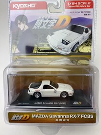 Kyosho 1:64 Mazda Savanna RX7 (FD3S) wit 1985 ​​​​​​​Initial D incl. vitrine– Circuit Wolf Blister pack edition
