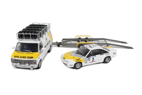 Otto Mobile 1:18 Set Opel Manta Gr.B and a Chevrolet G30 Van met trailer - Rallye Pack Opel Tour de Corse 1984