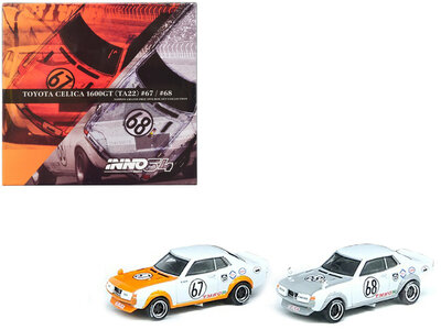 Inno Models 1:64 Toyota Celica 1600GT TA22 no 68 Kenichi Takeshita & no 67 Kenichi Takeshita Nippon Grandprix 1972 set of 2