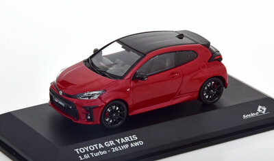 Solido 1:43 Toyota Yaris GR 1.6L 261hp Turbo AWD 2020 rood / zwart