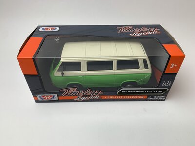 Motor Max 1:24 Volkswagen T3 1973 groen beige in window box