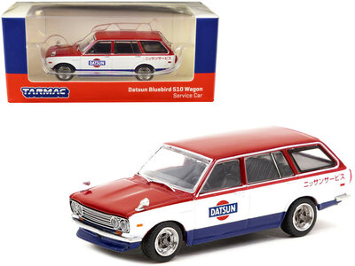 Tarmac 1:64 Datsun Bluebird 510 Wagon Service Car Red and White with Blue 