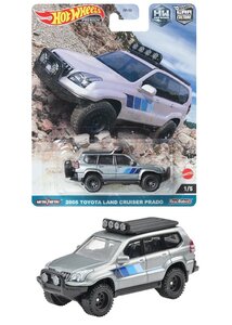 Hotwheels 1:64 Toyota Land Cruiser Prado, silver 2005 - Car Culture Off Road no 1/5