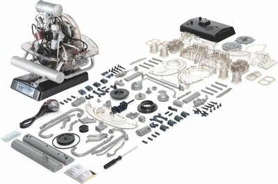 Franzis 1:4 Volkswagen Bulli T1 4-cilinder boxermotor 1950-1953, plastic modelkit / Modelbouwpakket
