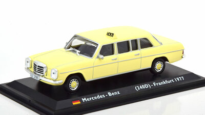 Atlas 1:43 Mercedes 240D/ 8 Taxi Frankfurt 1977 beige in blisterverpakking