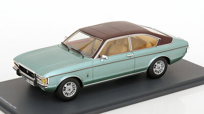 Schuco 1:18 Ford Granada Coupe 1972 Green with marron roof met vitrine - Schuco PRO.R18