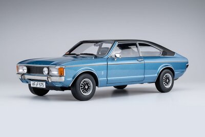 Touring Modelcars 1:18 Ford Granada L Coupe  -light blue metalic / Vinyl top black. Verwacht mid. september