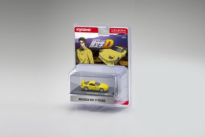 Kyosho 1:64 Mazda RX7 (FD3S) geel 1985 ​​​​​​​Initial D – Circuit Wolf Blister pack edition