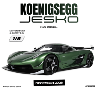 GT Spirit 1:8 Koenigegg Jesko Peal green 2024 in vitrine. Levering 12-2026
