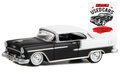Greenlight 1:64 Chevrolet Bel Air Lowrider Matt Black and White 1955 "Miracle Used Cars" "Busted Knuckle Garage" Series 2