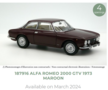 Norev 1:18 Alfa Romeo 2000 GTV 1973 Maroon. Verwacht  maart 2024