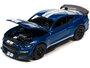 Auto World 1:64 Shelby GT500 2021 Carbon Edition, Fiber Track Pack Velocity Blue with White Stripes_